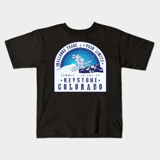 Ski Keystone Colorado Kids T-Shirt by JordanHolmes